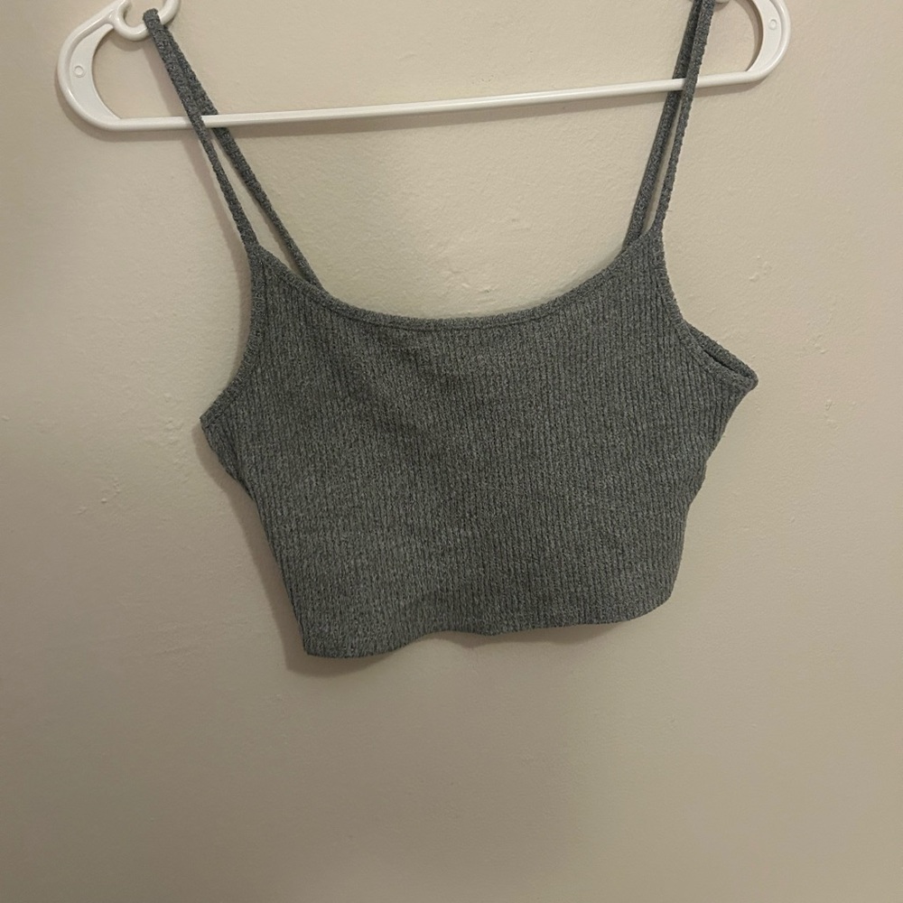 Garage Charcoal Ribbed Crop Top